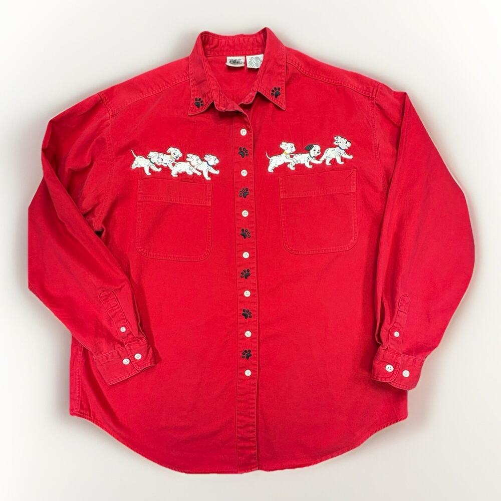 THE DISNEY CATALOG Women’s Size 2XL Vintage 101 Dalmations Embroidered Red Shirt - Picture 1 of 9